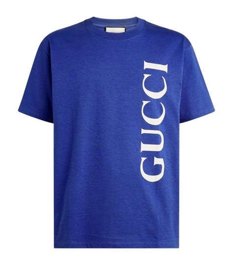 gucci blue yellow logo men t shirt|gucci logo t shirt women's.